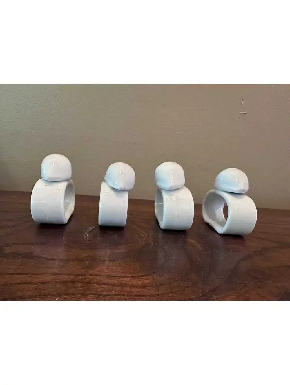White Sea Shell Porcelain Napkin Rings, Set of 4